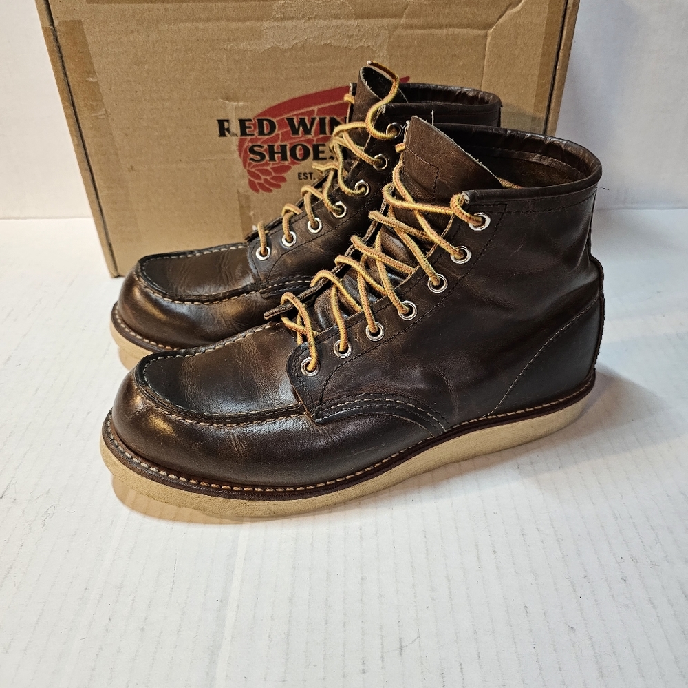 Red Wing Heritage MocToe Boots 4548 Concrete Rough and Tough Brown US Size 8.5D